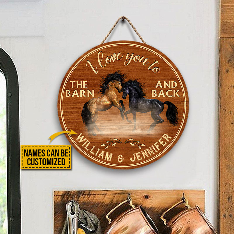 Personalized Horse I Love You Customized Wood Circle Sign