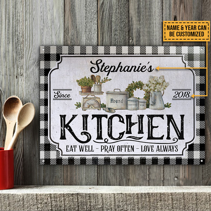 Personalized Kitchen Love Always Black And White Custom Classic Metal Signs