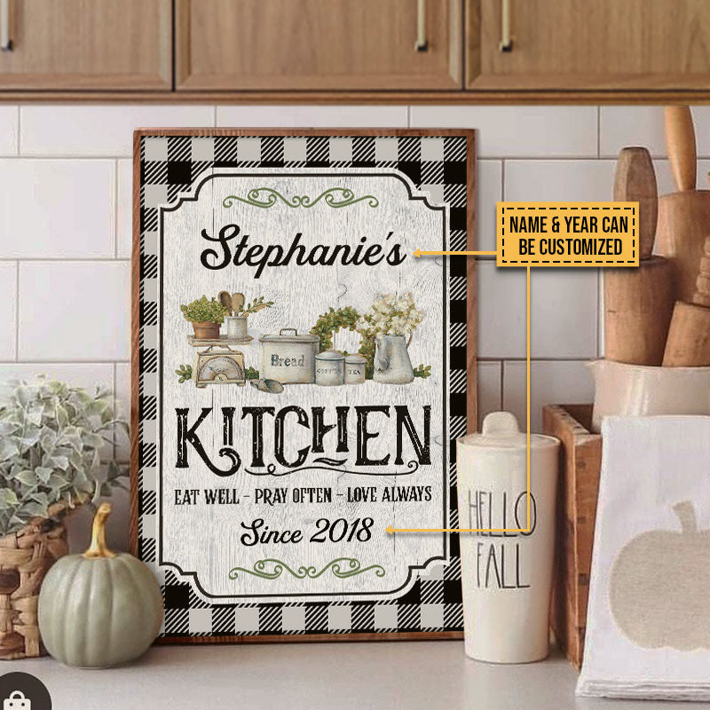 Personalized Kitchen Love Always Black And White Vertical Custom Poster