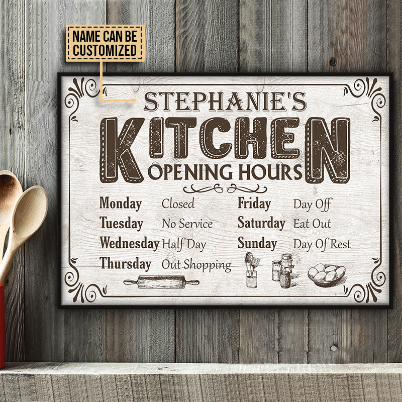 Personalized Kitchen Opening Hours Customized Poster
