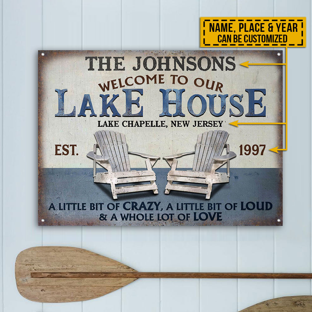Personalized Lake A Little Bit Of Crazy Customized Classic Metal Signs