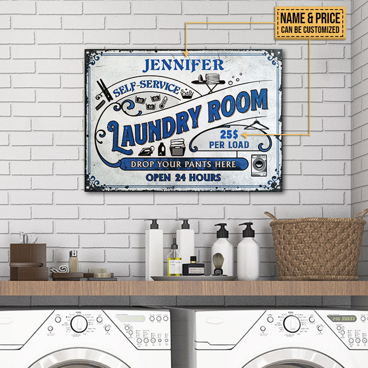 Personalized Laundry Room Drop Your Pants Customized Classic Metal Signs