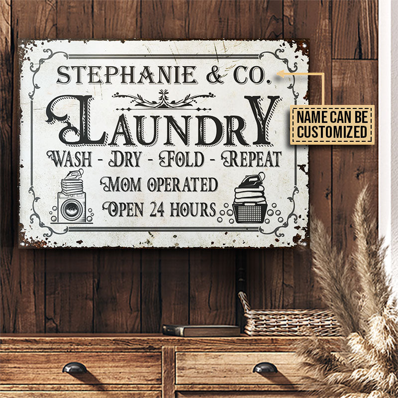 Personalized Laundry Room Mom Operated Customized Classic Metal Signs