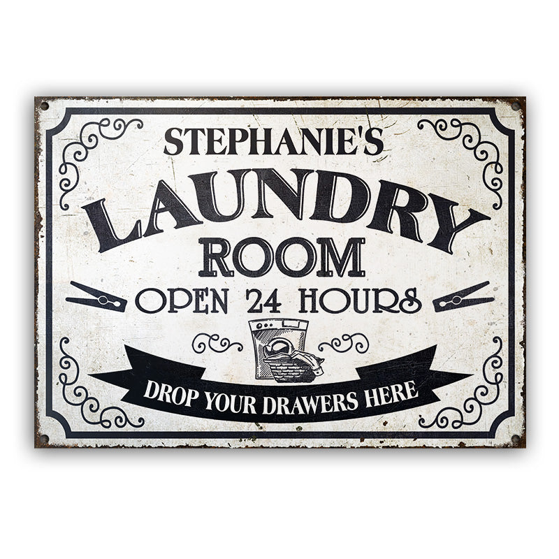 Personalized Laundry Room Self Service Custom Classic Metal Signs