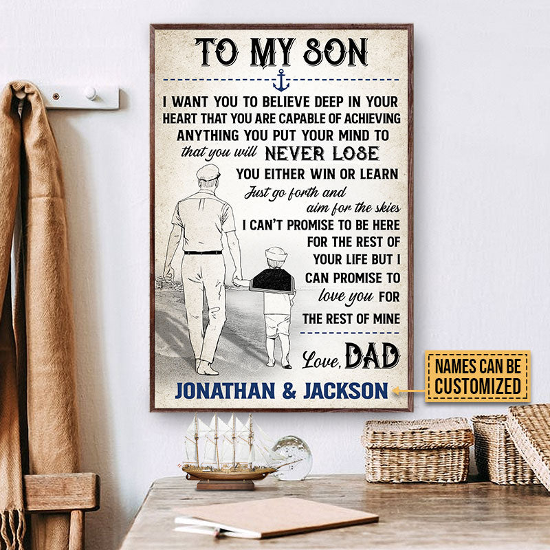 Personalized Navy Sailor Dad Never Lose Custom Poster