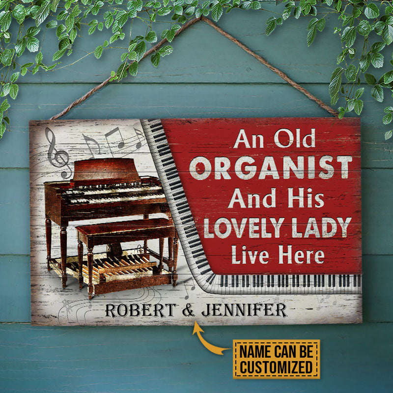 Personalized Organ Couple Live Here Customized Wood Rectangle Sign