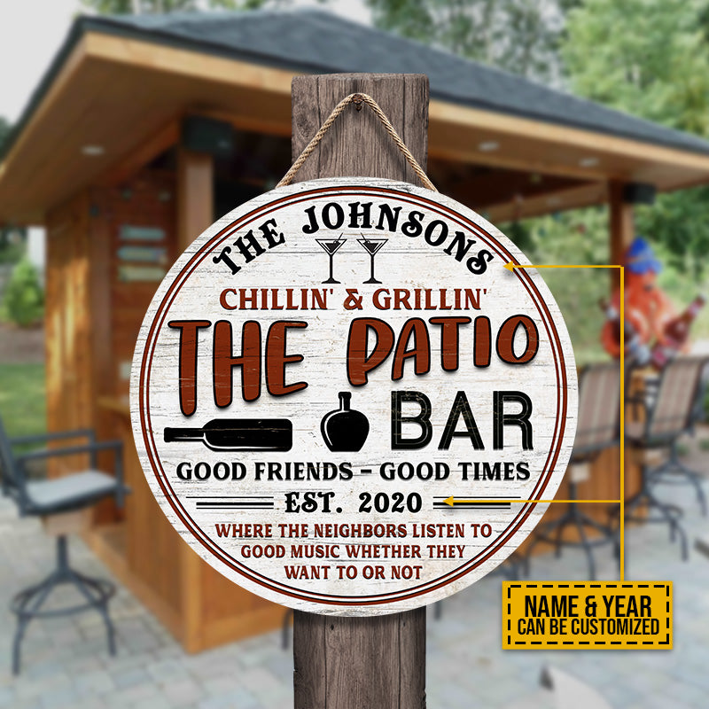 Personalized Patio Grilling Backyard Custom Wood Circle Sign
