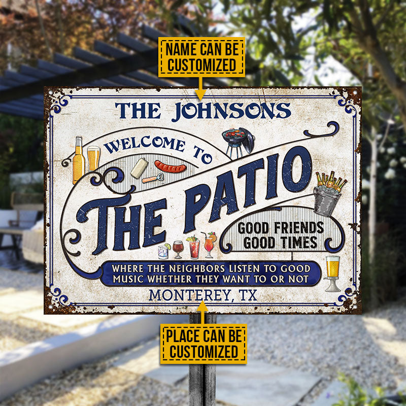Personalized Patio Grilling Blue Listen To The Good Music Custom Classic Metal Signs