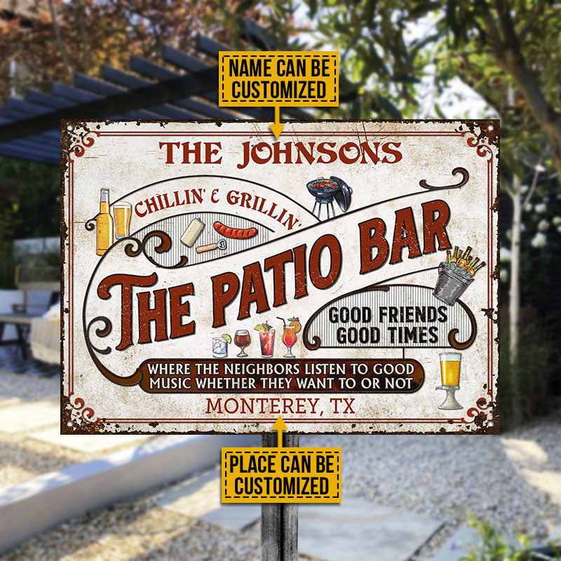 Personalized Patio Grilling Red Listen To The Good Music Chillin Custom Classic Metal Signs