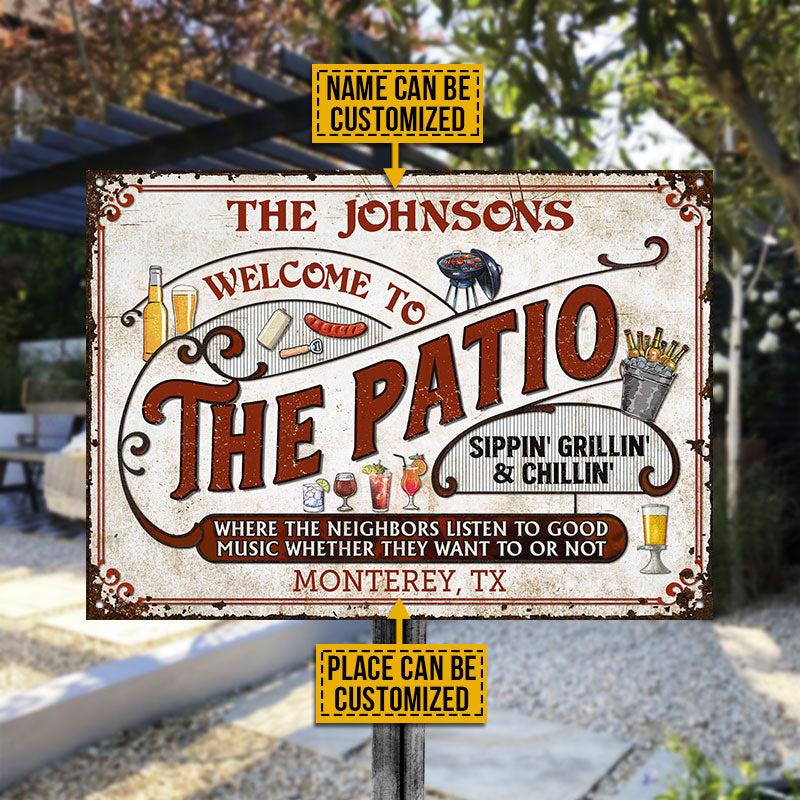 Personalized Patio Grilling Red Listen To The Good Music Sippin Custom Classic Metal Signs