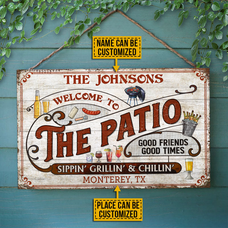 Personalized Patio Grilling Red Sippin Grillin Custom Wood Rectangle Sign