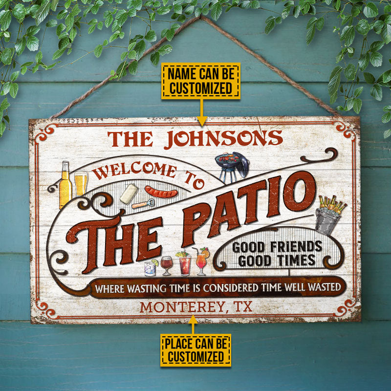 Personalized Patio Grilling Red Where Wasting Time Custom Wood Rectangle Sign