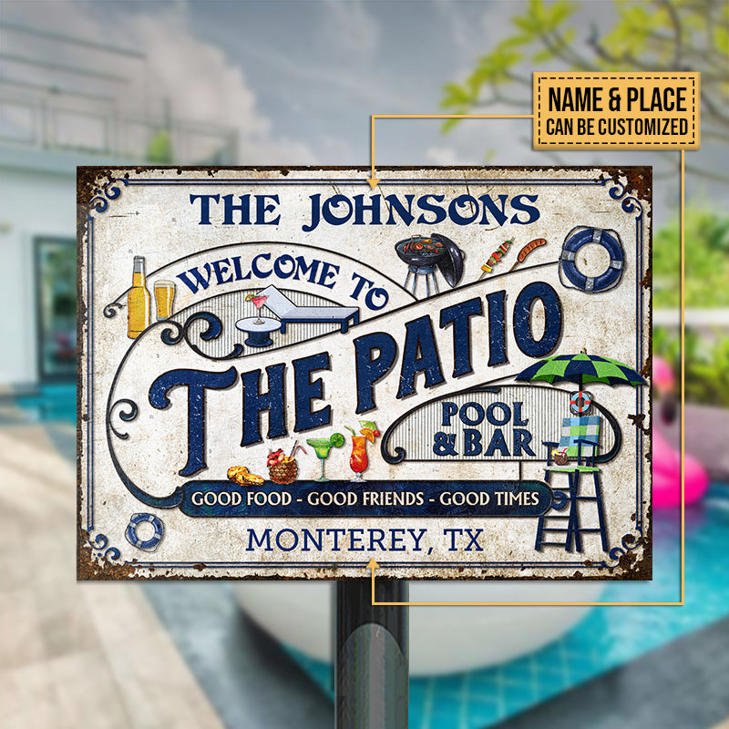 Personalized Patio Pool Good Friends Good Times Custom Classic Metal Signs