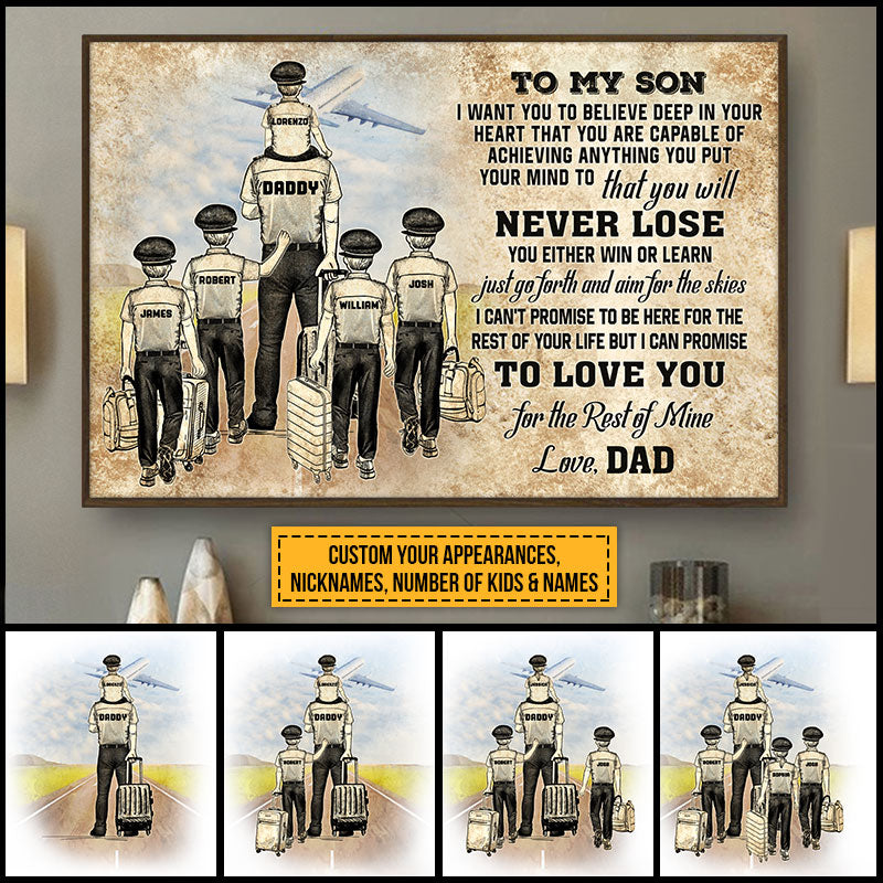 Personalized Pilot Dad And Child Never Lose Custom Kids Custom Poster