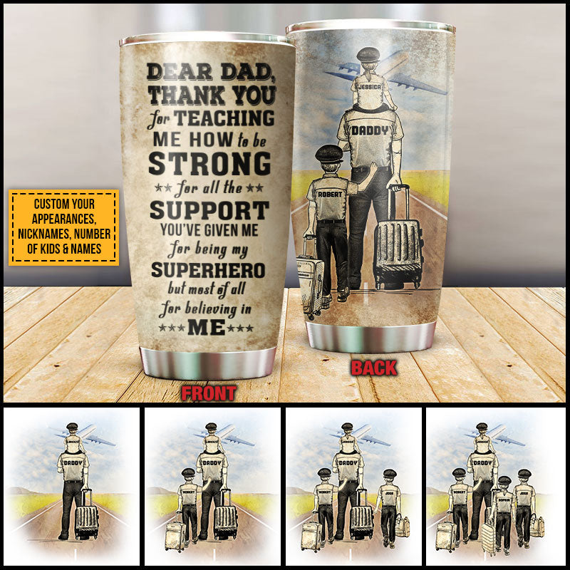 Personalized Pilot Dad And Child Thank You Custom Kids Custom Tumbler