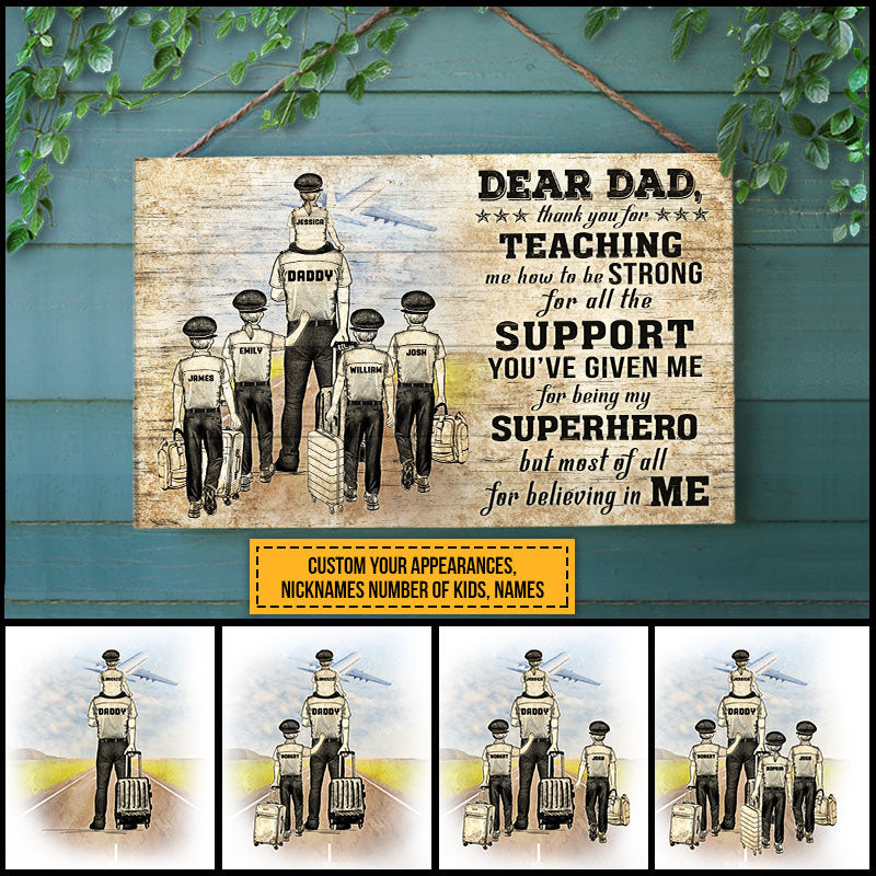 Personalized Pilot Dad And Child Thank You Custom Kids Custom Wood Rectangle Sign