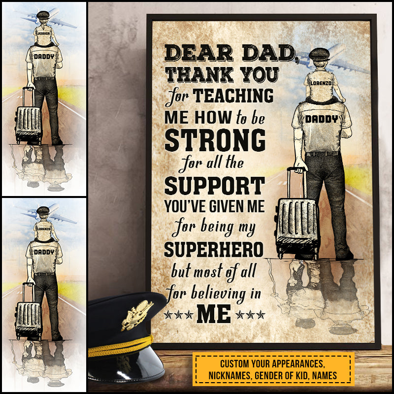 Personalized Pilot Dad And Child Thank You Custom Poster