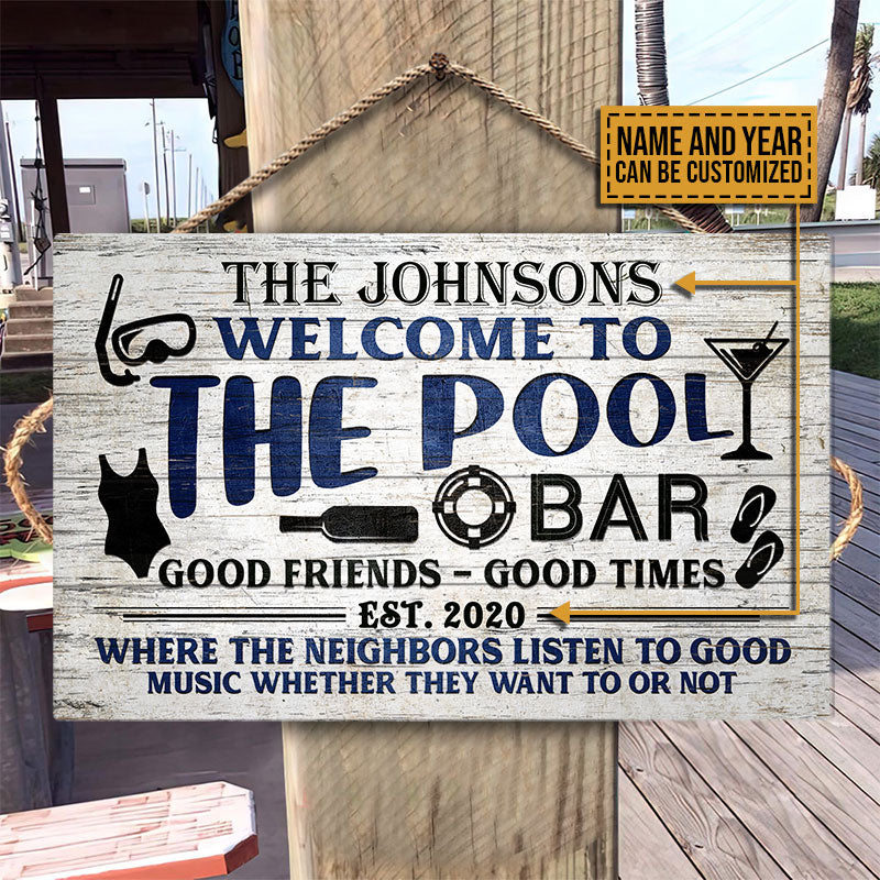 Personalized Pool Bar Backyard Custom Wood Rectangle Sign