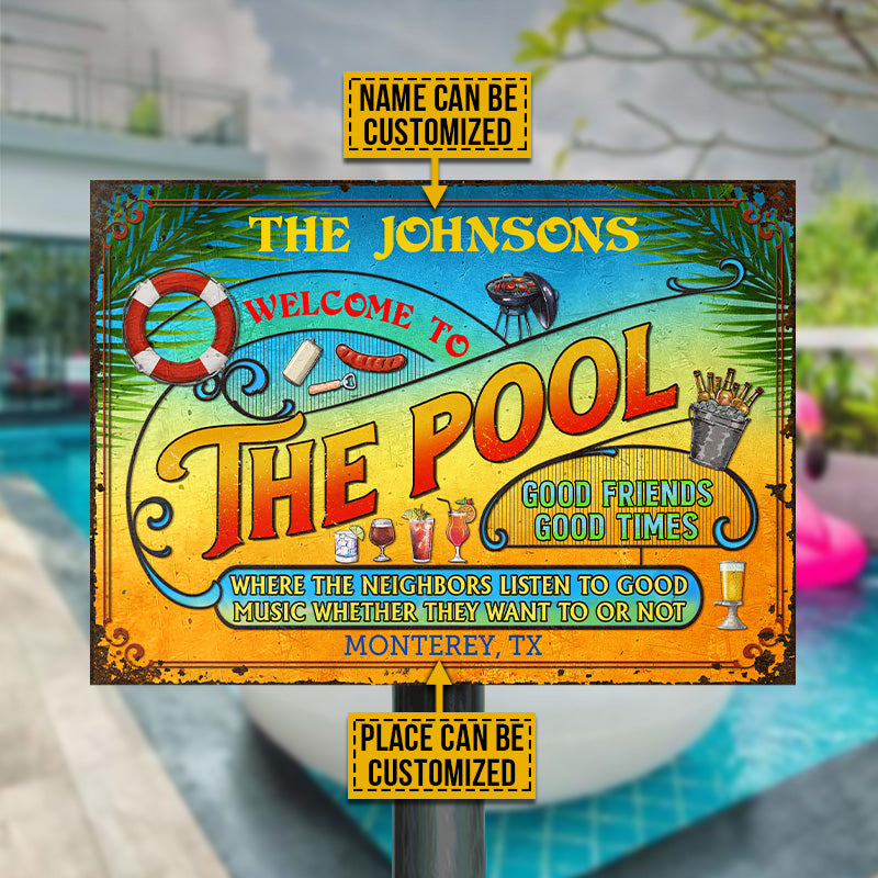 Personalized Pool Grilling Summer Listen To The Good Music Custom Classic Metal Signs