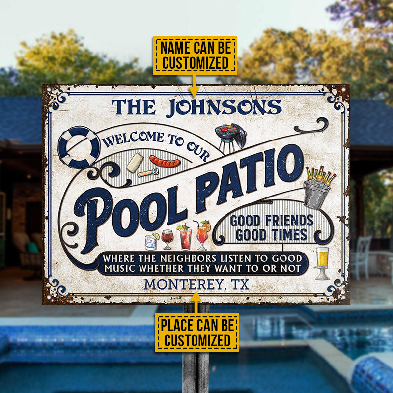 Personalized Pool Patio Blue Listen To The Good Music Custom Classic Metal Signs