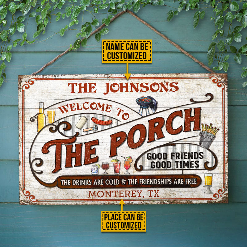Personalized Porch Grilling Red Drinks Are Cold Custom Wood Rectangle Sign
