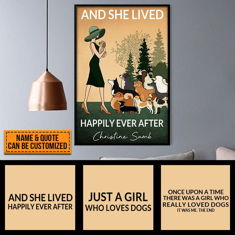 Personalized Retro Dog Girl Custom Quotes Customized Poster