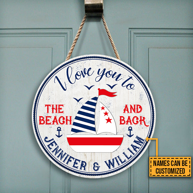 Personalized Sailing To The Beach Custom Wood Circle Sign