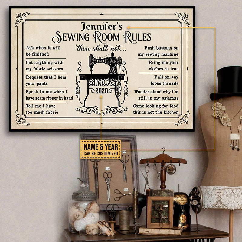 Personalized Sewing Room Rules Shalt Not Customized Poster