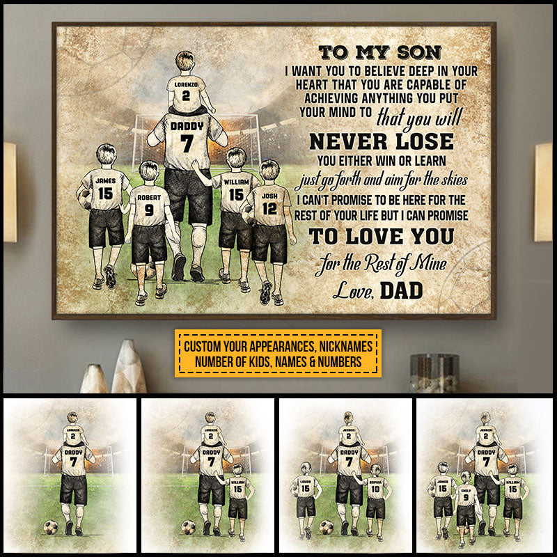 Personalized Soccer Dad And Child Never Lose Custom Kids Custom Poster
