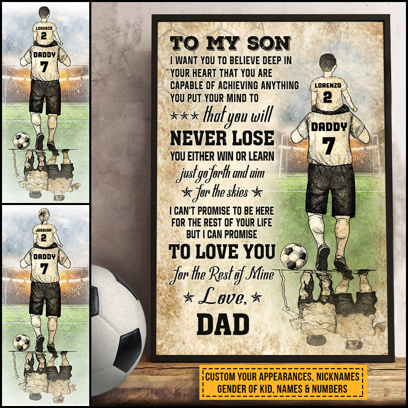 Personalized Soccer Dad And Child Never Lose Custom Poster