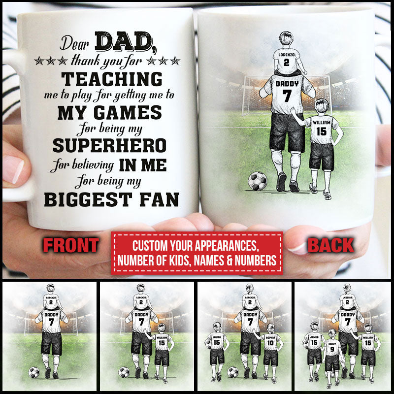 Personalized Soccer Dad And Child Thank You Custom Kid Custom Mug
