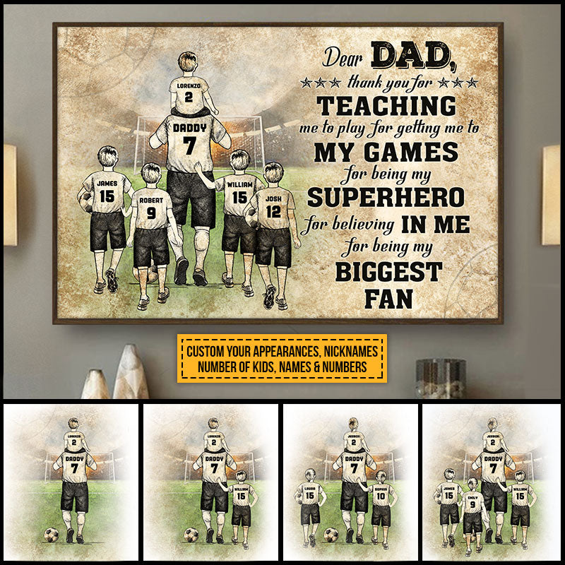 Personalized Soccer Dad And Child Thank You Custom Kids Custom Poster