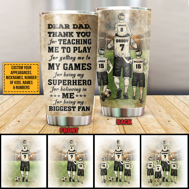 Personalized Soccer Dad And Child Thank You Custom Kids Custom Tumbler