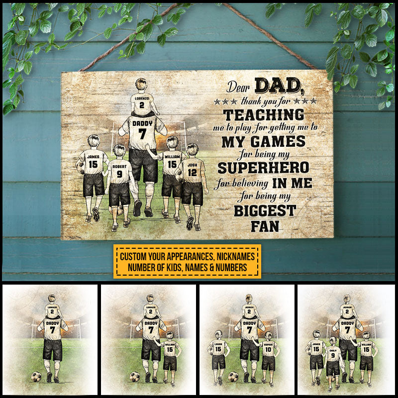Personalized Soccer Dad And Child Thank You Custom Kids Custom Wood Rectangle Sign
