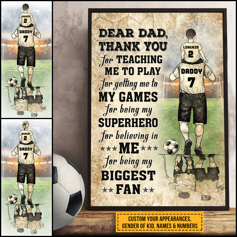 Personalized Soccer Dad And Child Thank You Custom Poster