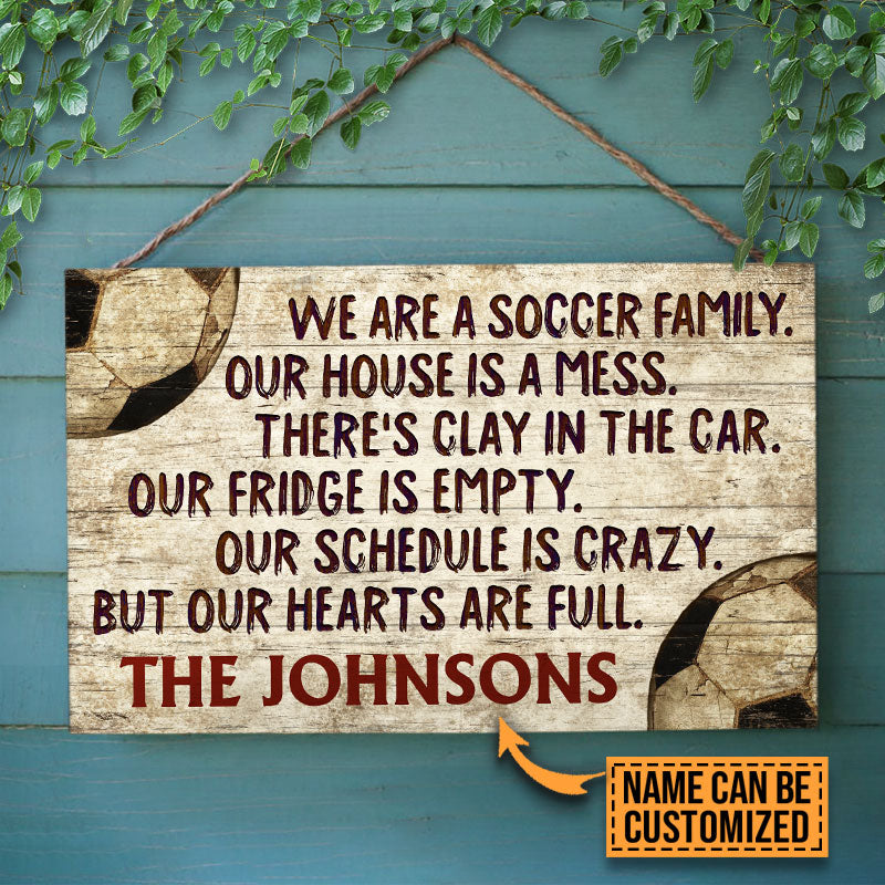 Personalized Soccer Our Home Is A Mess Customized Wood Rectangle Sign