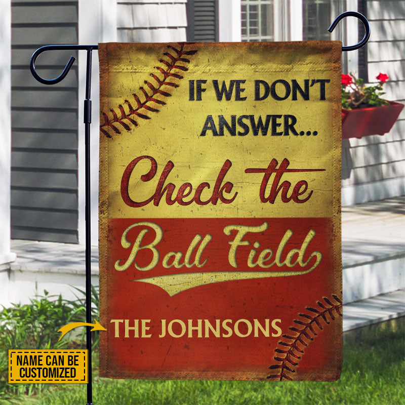 Personalized Softball Check The Ball Field Customized Flag