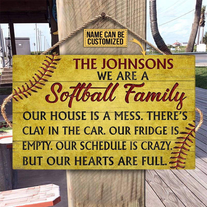 Personalized Softball Our House Is A Mess Customized Wood Rectangle Sign