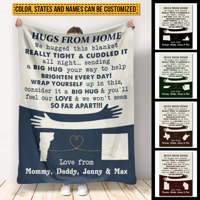 Personalized States Hugs From Home Custom Fleece Blanket