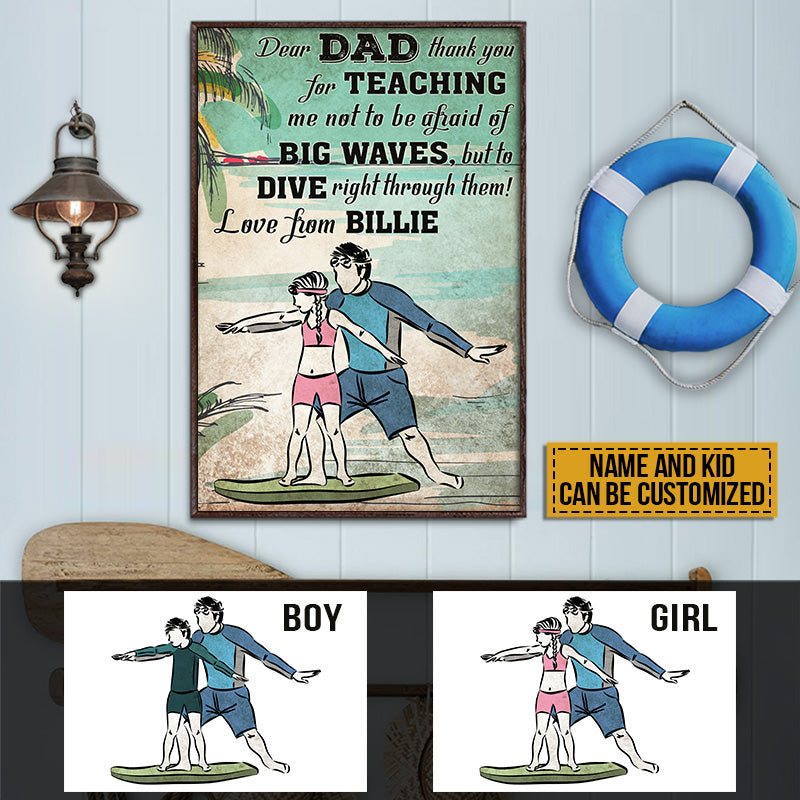 Personalized Surfing Dad For Teaching Custom Poster