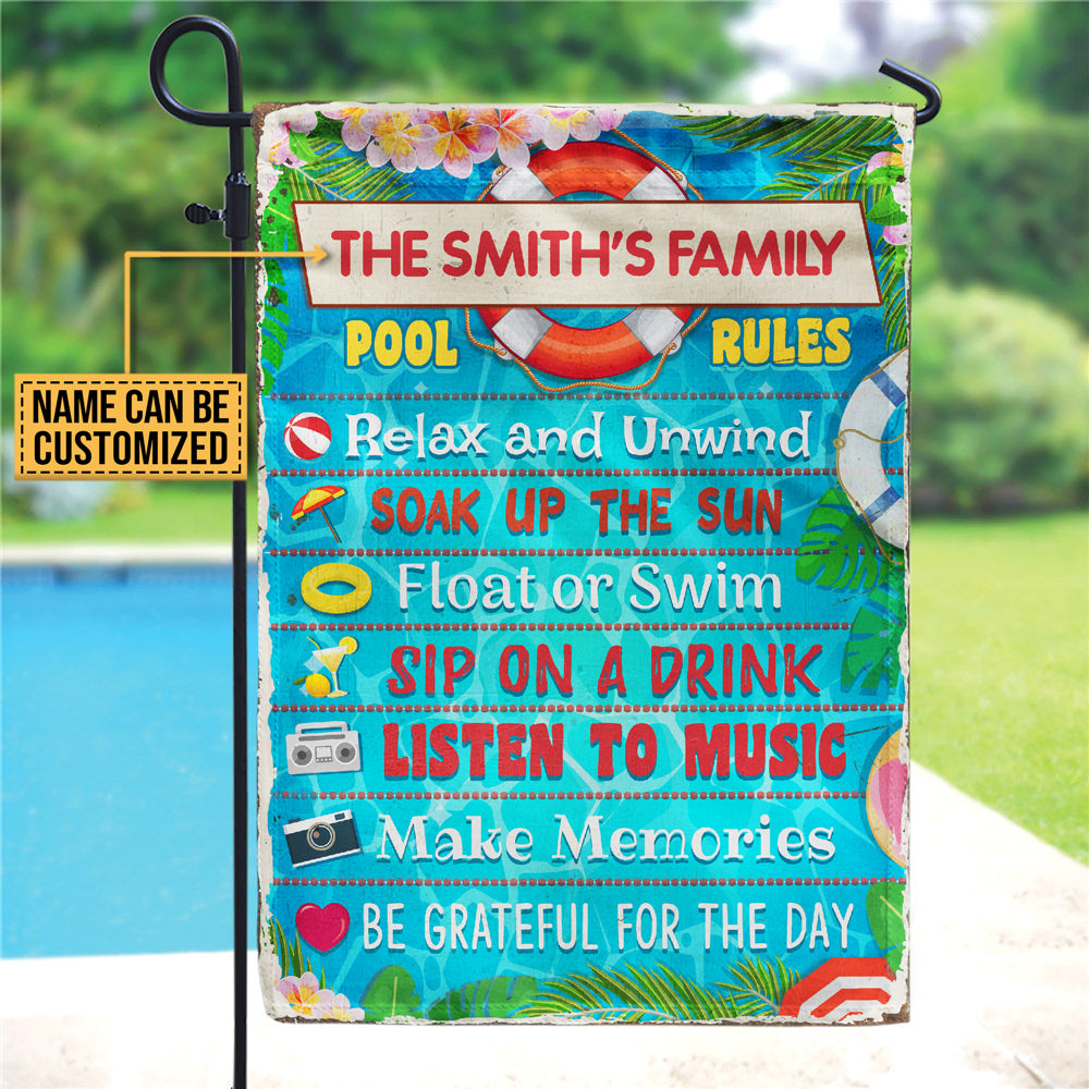 Personalized Swimming Pool Rules Customized Flag