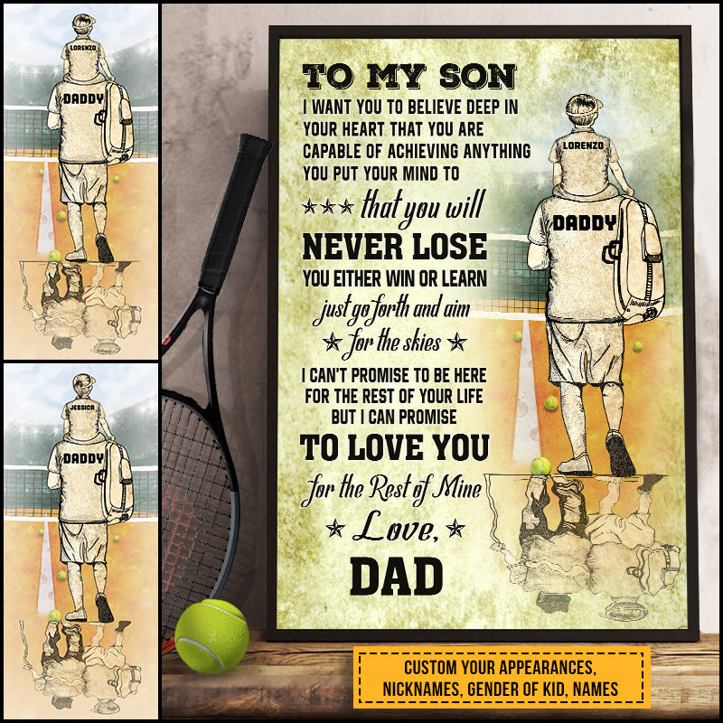 Personalized Tennis Dad And Child Never Lose Custom Poster