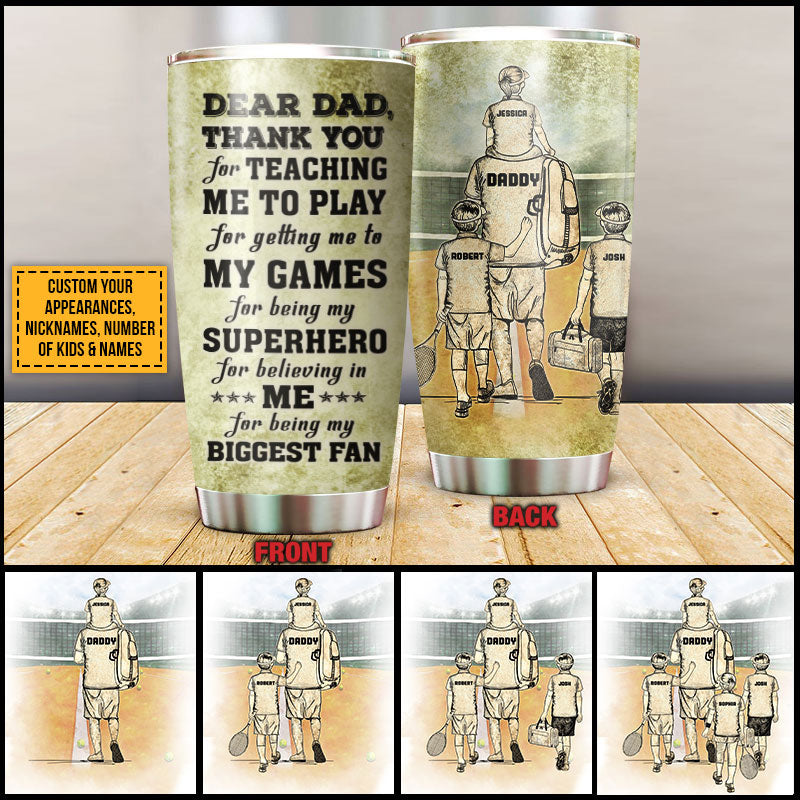Personalized Tennis Dad And Child Thank You Custom Kids Custom Tumbler