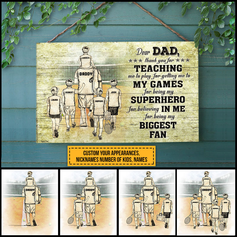 Personalized Tennis Dad And Child Thank You Custom Kids Custom Wood Rectangle Sign