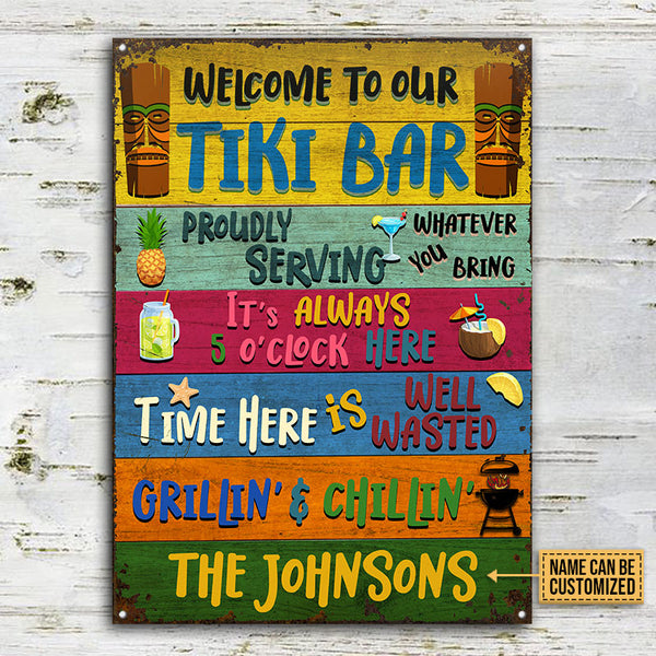 Personalized Tiki Bar Welcome To Our Custom Classic Metal Signs