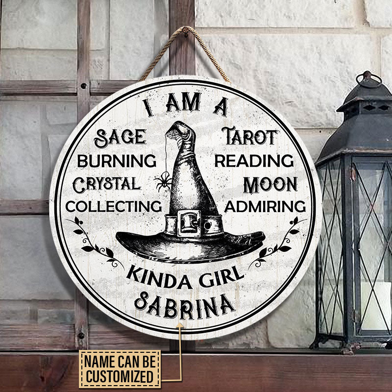 Personalized Witch Kinda Girl Customized Wood Circle Sign