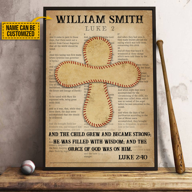Personalized Baseball Bible And The Child Grew Customized Poster
