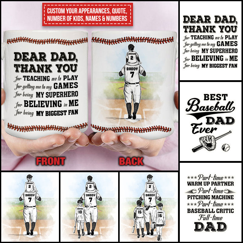 Personalized Baseball Dad And Child Best Dad Custom Child Custom Mug