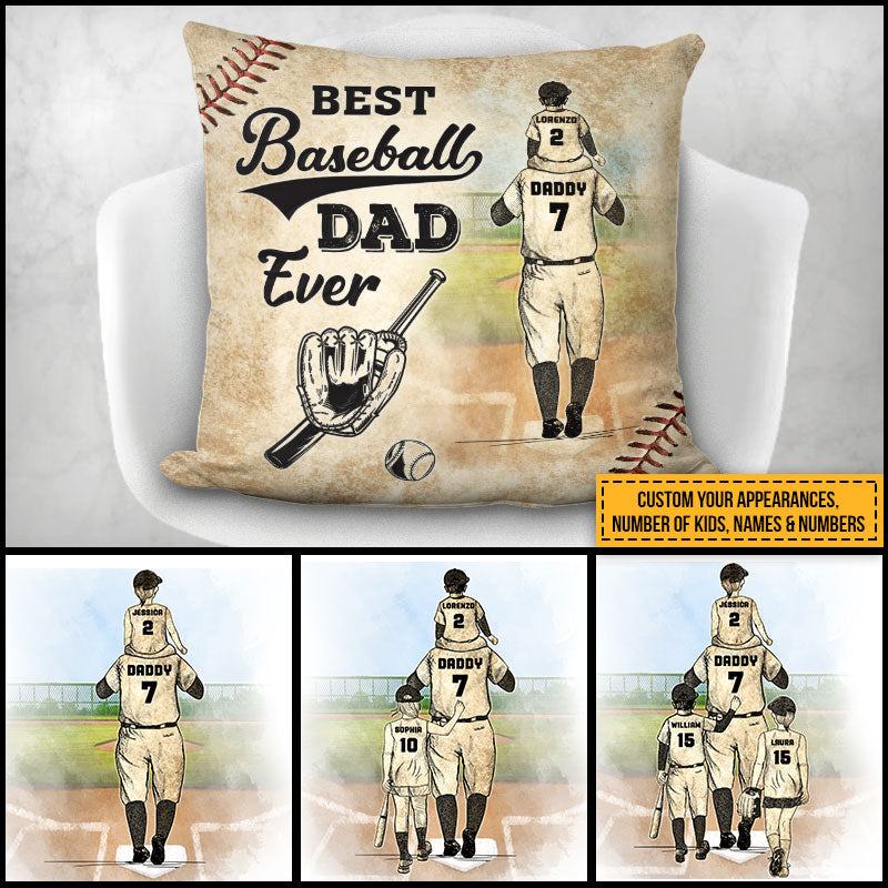 Personalized Baseball Dad And Child Best Dad Ever Custom Child Custom Pillow