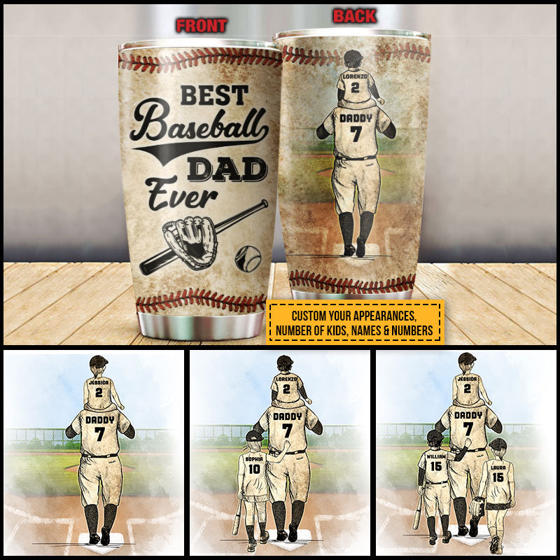 Personalized Baseball Dad And Child Best Dad Ever Custom Child Custom Tumbler